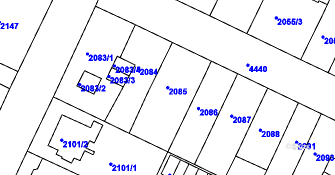 Parcela st. 2085 v KÚ Teplice, Katastrální mapa