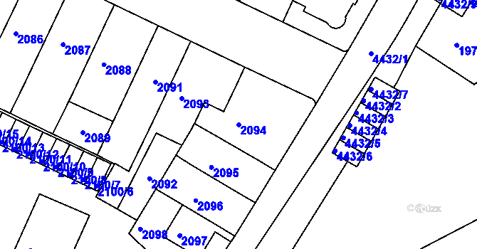 Parcela st. 2094 v KÚ Teplice, Katastrální mapa