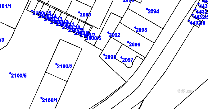 Parcela st. 2098 v KÚ Teplice, Katastrální mapa