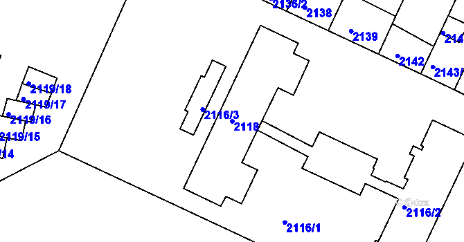 Parcela st. 2118 v KÚ Teplice, Katastrální mapa