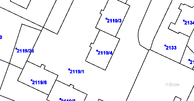 Parcela st. 2119/4 v KÚ Teplice, Katastrální mapa