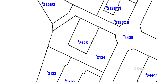 Parcela st. 2125 v KÚ Teplice, Katastrální mapa