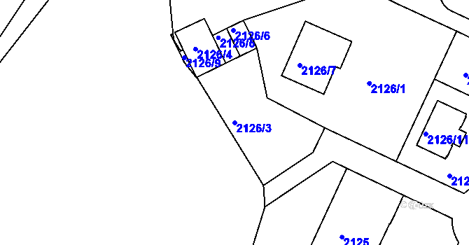 Parcela st. 2126/3 v KÚ Teplice, Katastrální mapa