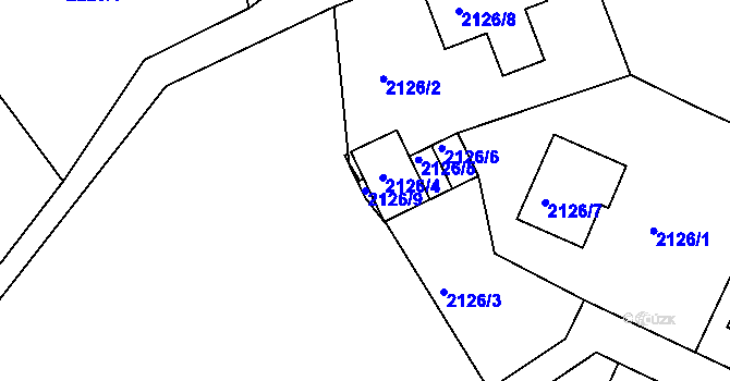 Parcela st. 2126/9 v KÚ Teplice, Katastrální mapa