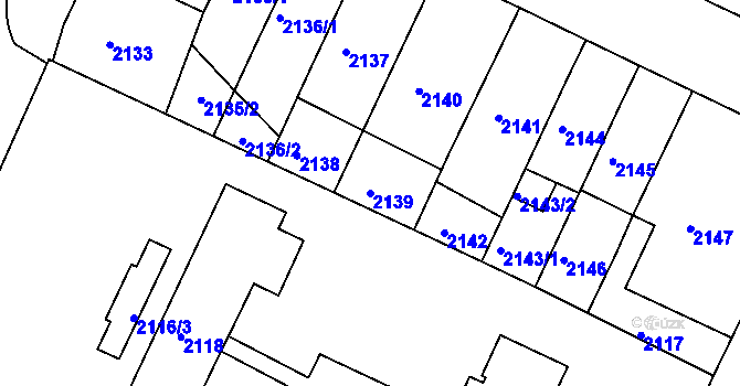 Parcela st. 2139 v KÚ Teplice, Katastrální mapa