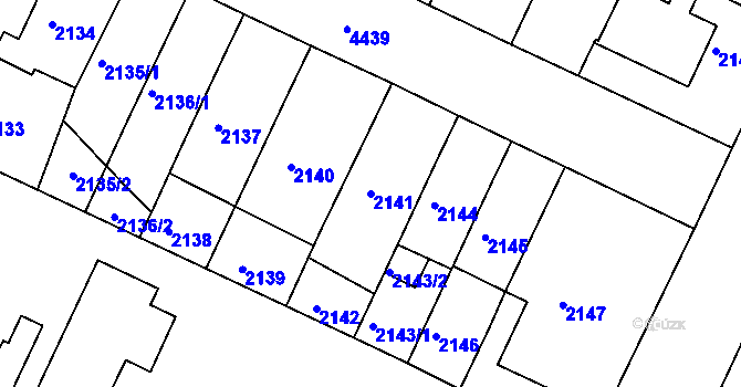 Parcela st. 2141 v KÚ Teplice, Katastrální mapa