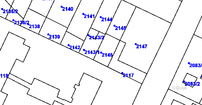 Parcela st. 2146 v KÚ Teplice, Katastrální mapa