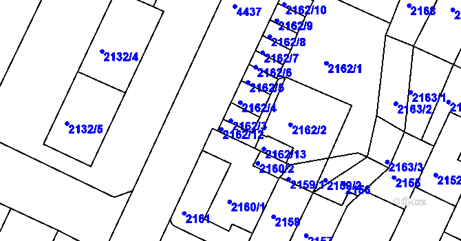 Parcela st. 2162/3 v KÚ Teplice, Katastrální mapa