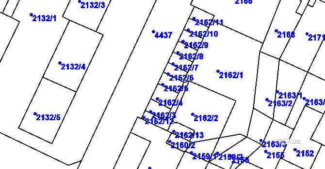 Parcela st. 2162/5 v KÚ Teplice, Katastrální mapa