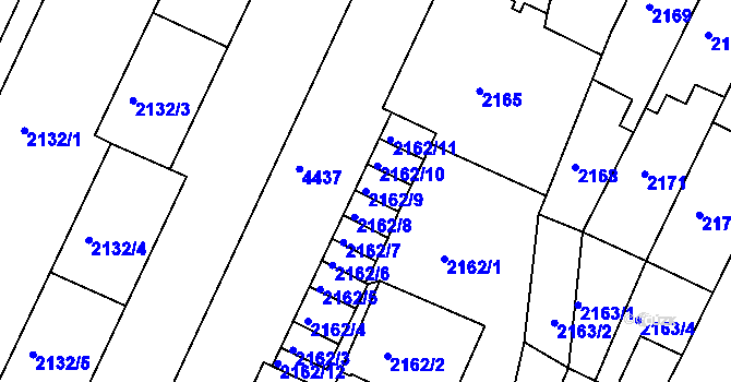 Parcela st. 2162/9 v KÚ Teplice, Katastrální mapa