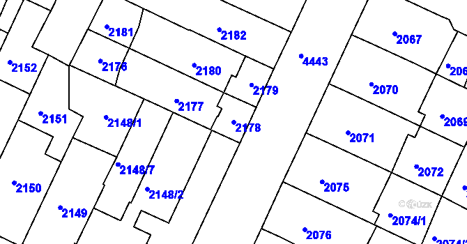 Parcela st. 2178 v KÚ Teplice, Katastrální mapa