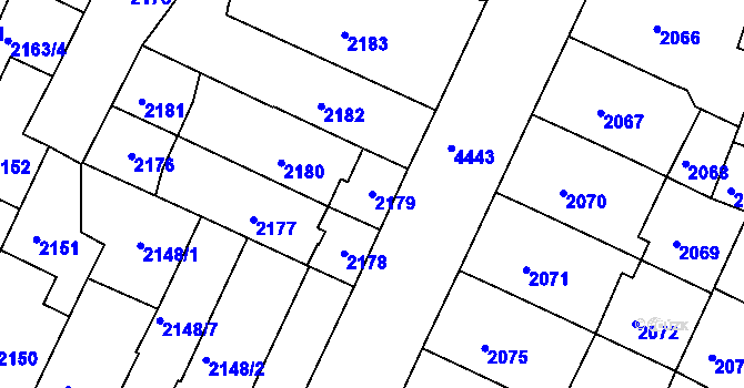 Parcela st. 2179 v KÚ Teplice, Katastrální mapa