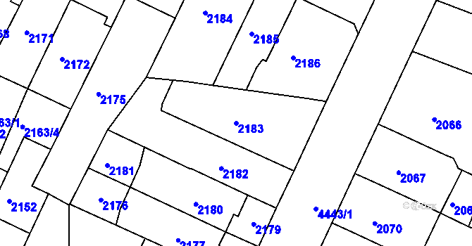 Parcela st. 2183 v KÚ Teplice, Katastrální mapa