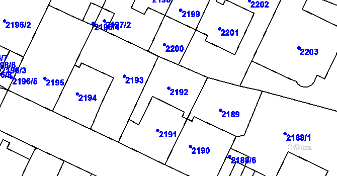 Parcela st. 2192 v KÚ Teplice, Katastrální mapa