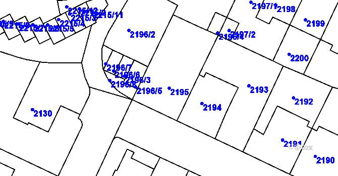 Parcela st. 2195 v KÚ Teplice, Katastrální mapa