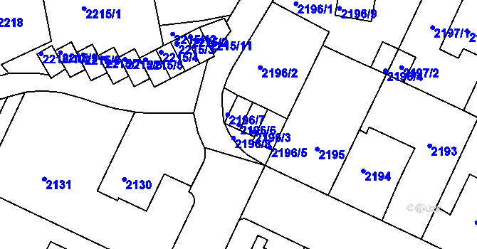 Parcela st. 2196/6 v KÚ Teplice, Katastrální mapa