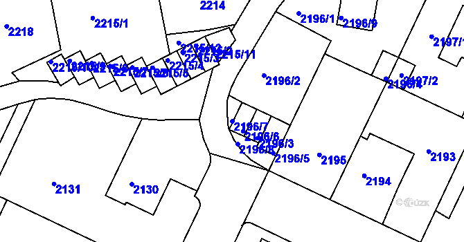 Parcela st. 2196/7 v KÚ Teplice, Katastrální mapa
