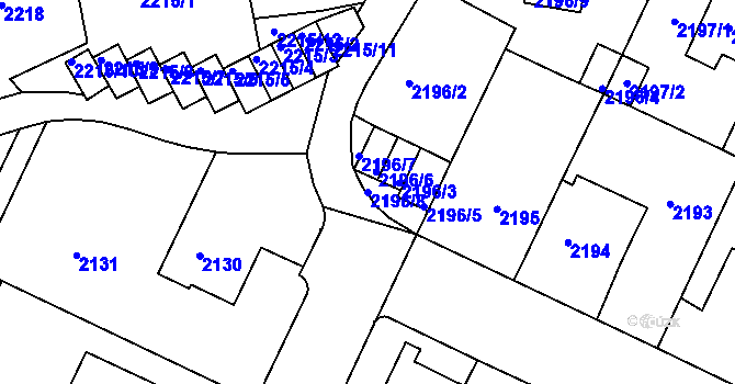 Parcela st. 2196/8 v KÚ Teplice, Katastrální mapa