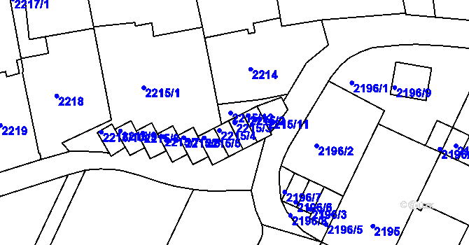 Parcela st. 2215/3 v KÚ Teplice, Katastrální mapa