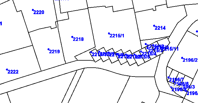 Parcela st. 2215/9 v KÚ Teplice, Katastrální mapa