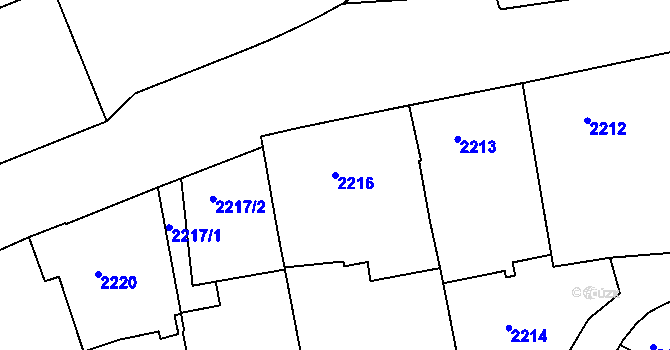 Parcela st. 2216 v KÚ Teplice, Katastrální mapa