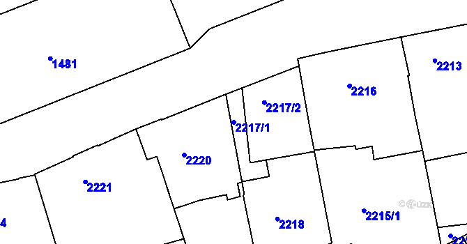 Parcela st. 2217/1 v KÚ Teplice, Katastrální mapa