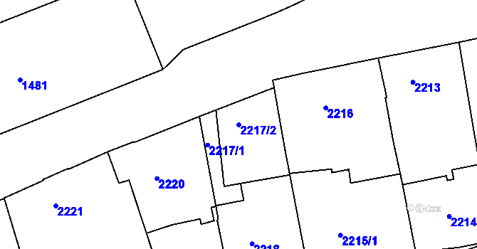 Parcela st. 2217/2 v KÚ Teplice, Katastrální mapa