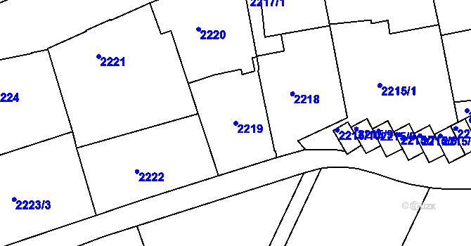 Parcela st. 2219 v KÚ Teplice, Katastrální mapa