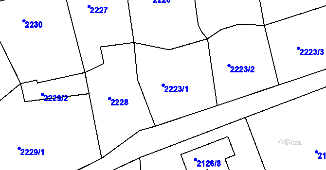 Parcela st. 2223/1 v KÚ Teplice, Katastrální mapa