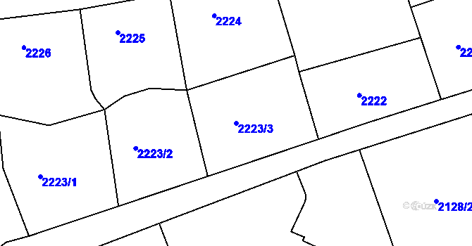 Parcela st. 2223/3 v KÚ Teplice, Katastrální mapa