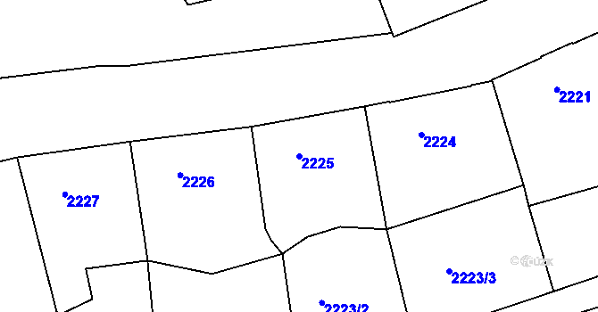 Parcela st. 2225 v KÚ Teplice, Katastrální mapa