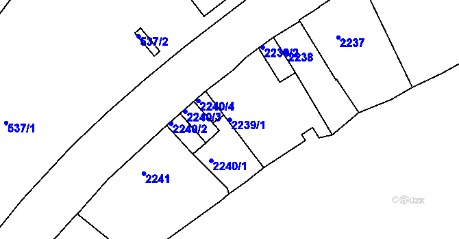 Parcela st. 2239/1 v KÚ Teplice, Katastrální mapa
