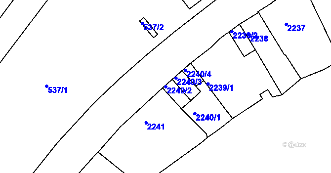 Parcela st. 2240/2 v KÚ Teplice, Katastrální mapa