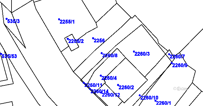 Parcela st. 2260/8 v KÚ Teplice, Katastrální mapa