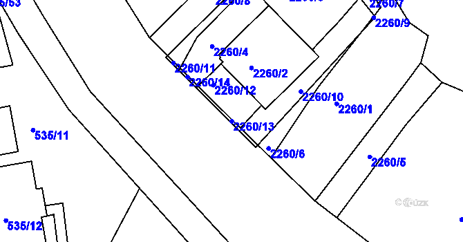 Parcela st. 2260/13 v KÚ Teplice, Katastrální mapa