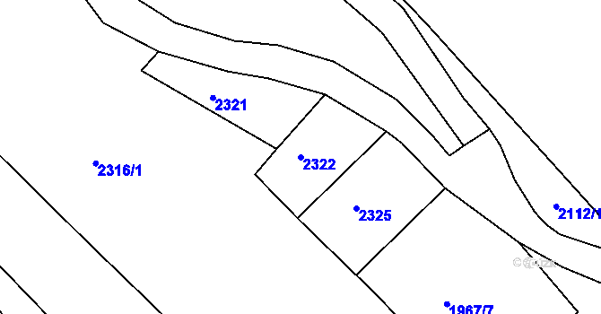 Parcela st. 2322 v KÚ Teplice, Katastrální mapa