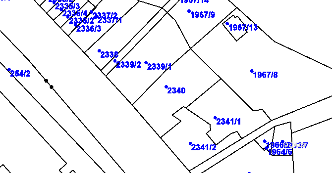 Parcela st. 2340 v KÚ Teplice, Katastrální mapa