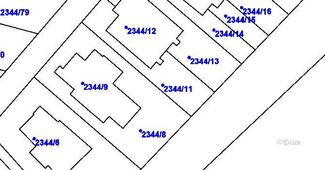 Parcela st. 2344/11 v KÚ Teplice, Katastrální mapa