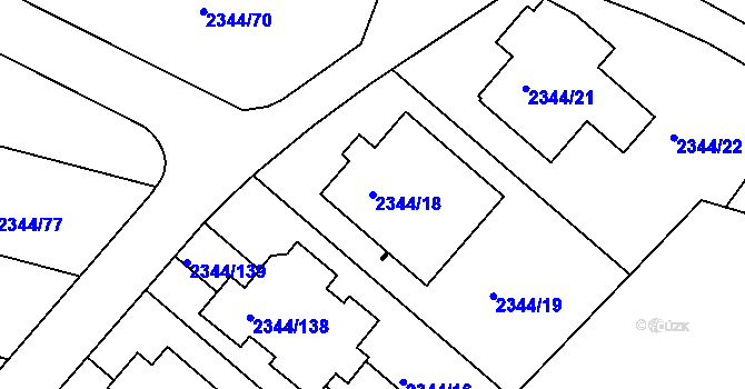 Parcela st. 2344/18 v KÚ Teplice, Katastrální mapa