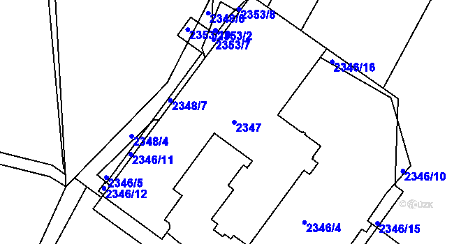 Parcela st. 2347 v KÚ Teplice, Katastrální mapa