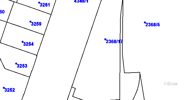 Parcela st. 2368/1 v KÚ Teplice, Katastrální mapa