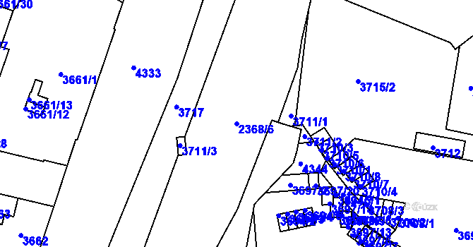 Parcela st. 2368/6 v KÚ Teplice, Katastrální mapa