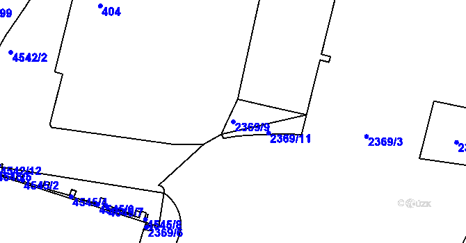 Parcela st. 2369/9 v KÚ Teplice, Katastrální mapa