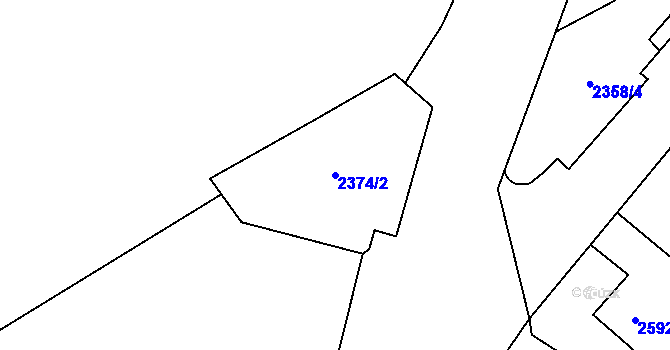 Parcela st. 2374/2 v KÚ Teplice, Katastrální mapa