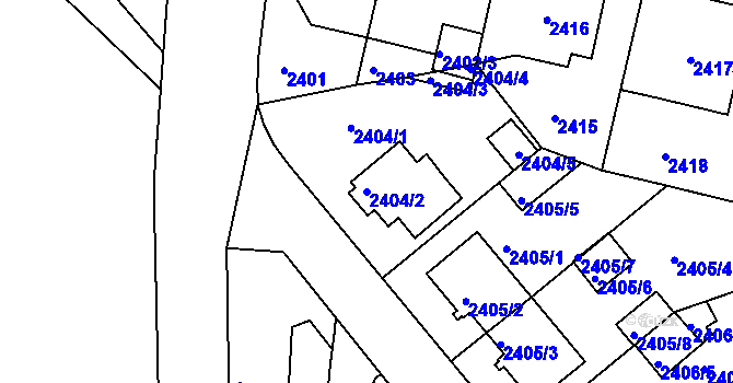 Parcela st. 2404/2 v KÚ Teplice, Katastrální mapa