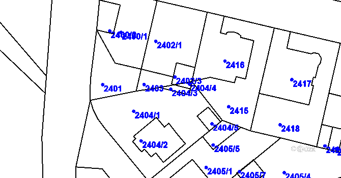 Parcela st. 2404/3 v KÚ Teplice, Katastrální mapa