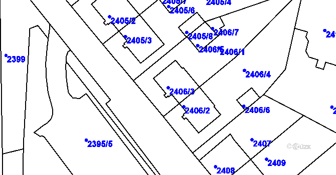 Parcela st. 2406/3 v KÚ Teplice, Katastrální mapa