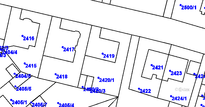 Parcela st. 2419 v KÚ Teplice, Katastrální mapa