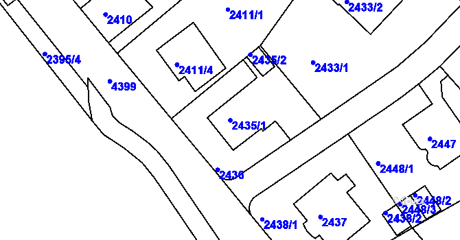 Parcela st. 2435/1 v KÚ Teplice, Katastrální mapa