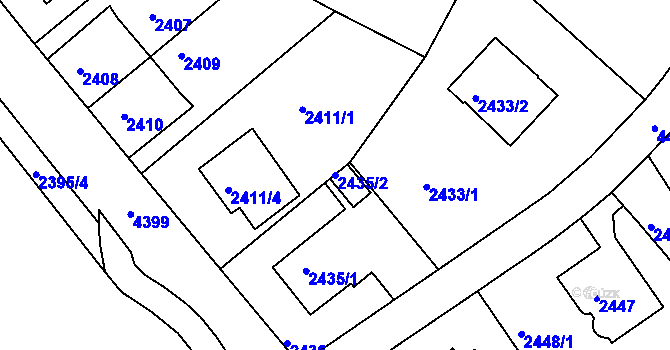 Parcela st. 2435/2 v KÚ Teplice, Katastrální mapa